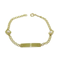 Toptopdeal-fr-Never-Say-Never-Bracelet-en-or-jaune-18-carats-pour-fille-Idéal-pour-communion-avec-perles-de-culture-de-4,5-mm-17,5-cm