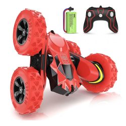 Toptopdeal-fr-SGILE-RC-Voiture-Télécommandée---4WD-Stunt-Car-avec-Batterie-Rechargeable,-Rotation-à-360-Degrés-Camion-Radiocommandée,-Voiture-Jouet-Cadeaux-pour-Enfants-de-6-à-12-Ans-Rouge