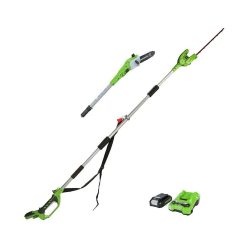toptopdeal Greenworks Élagueuse sur perche et taille-haie à